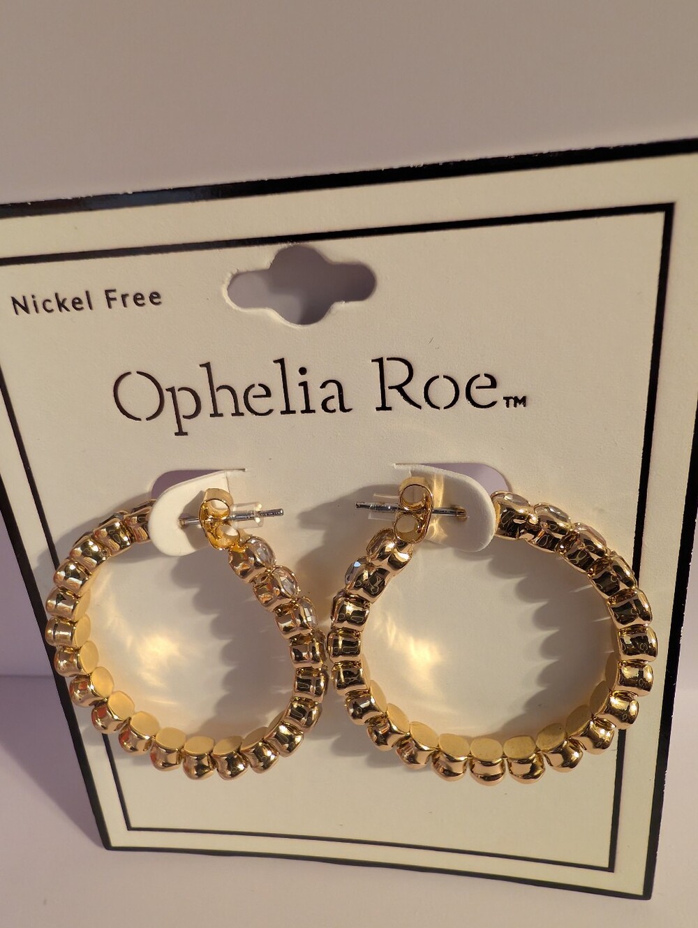 Ophelia Roe Gold-Tone Nickel Free Beaded Statement Hoop. - Picture 2 of 4